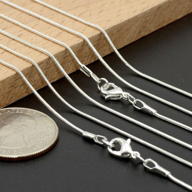 24in Wholesale 925 Sterling Solid Silver 1MM Snake Chain Diy Necklace Jewellery Rinhoo Does not apply - фотография #4