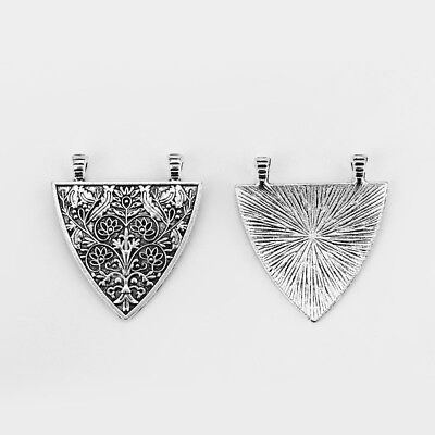 5 Antique Silver Triangle Shield Pendant Nordic Viking Flower Tree Charms Beads Unbranded Does Not Apply - фотография #2