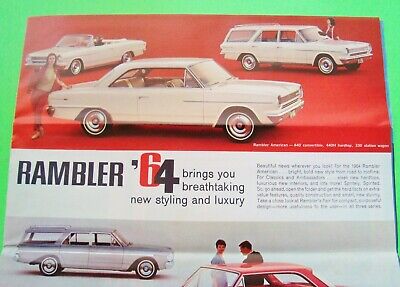 Lot/5 Diff 1963 to 1965 RAMBLER COLOR BROCHURES Convertible V-8's Coupes XLNT+ Без бренда - фотография #10