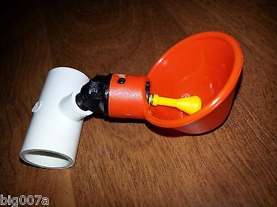 2 Automatic Poultry or Game Bird Water Cups with 1/2" PVC Tee Game Bird Supply