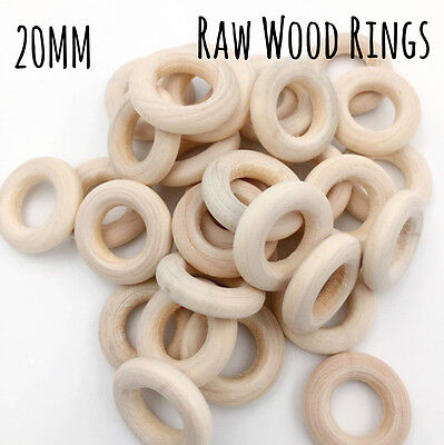 10x 20mm natural wood rings unfinished round timber ring jewellery wooden raw AJ Craft Supplies