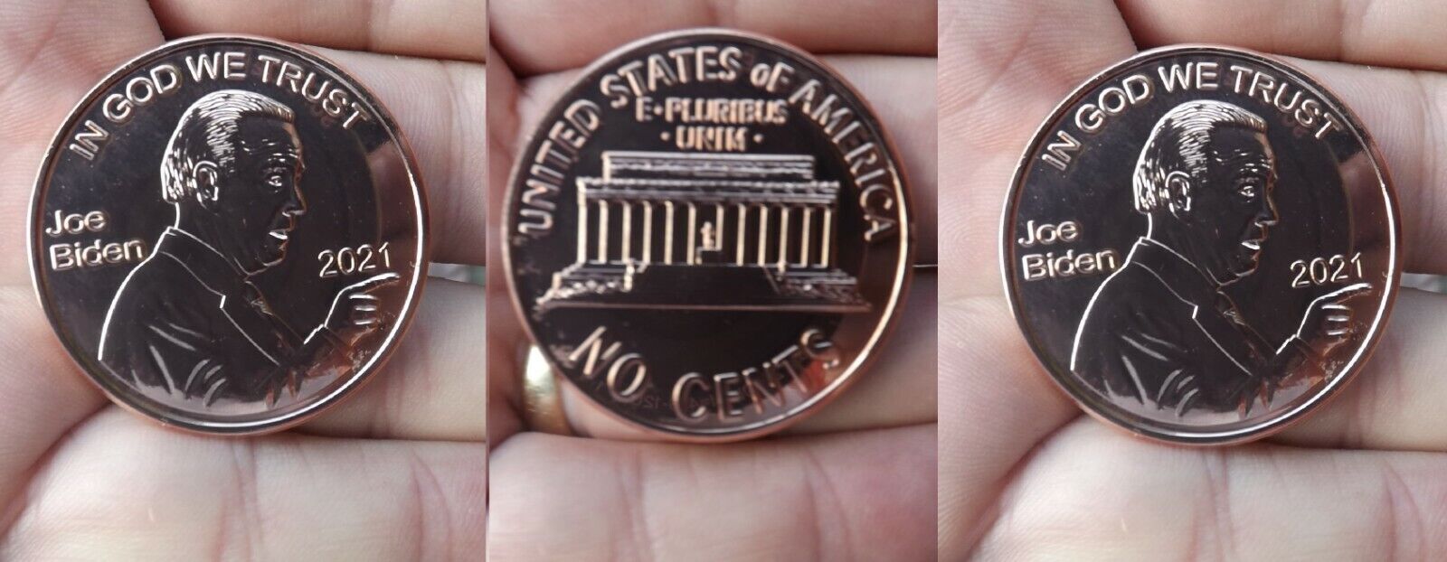 2021 RARE = Unique 3x Joe Biden No CENTS coin/ Trump Thumping Biden Coin Без бренда