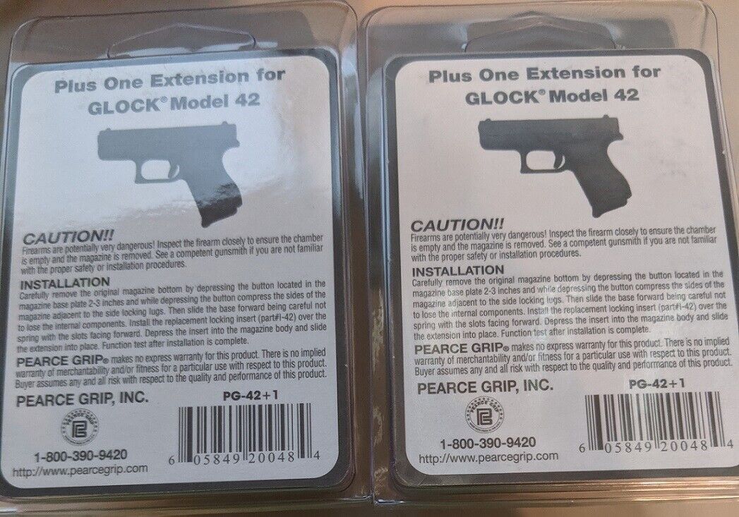 Lot of 2 - Pearce Grip Glock 42 Plus 1 Magazine Extension PG-42+ G42 Mag Ext Pearce Grip PG-42+ - фотография #2