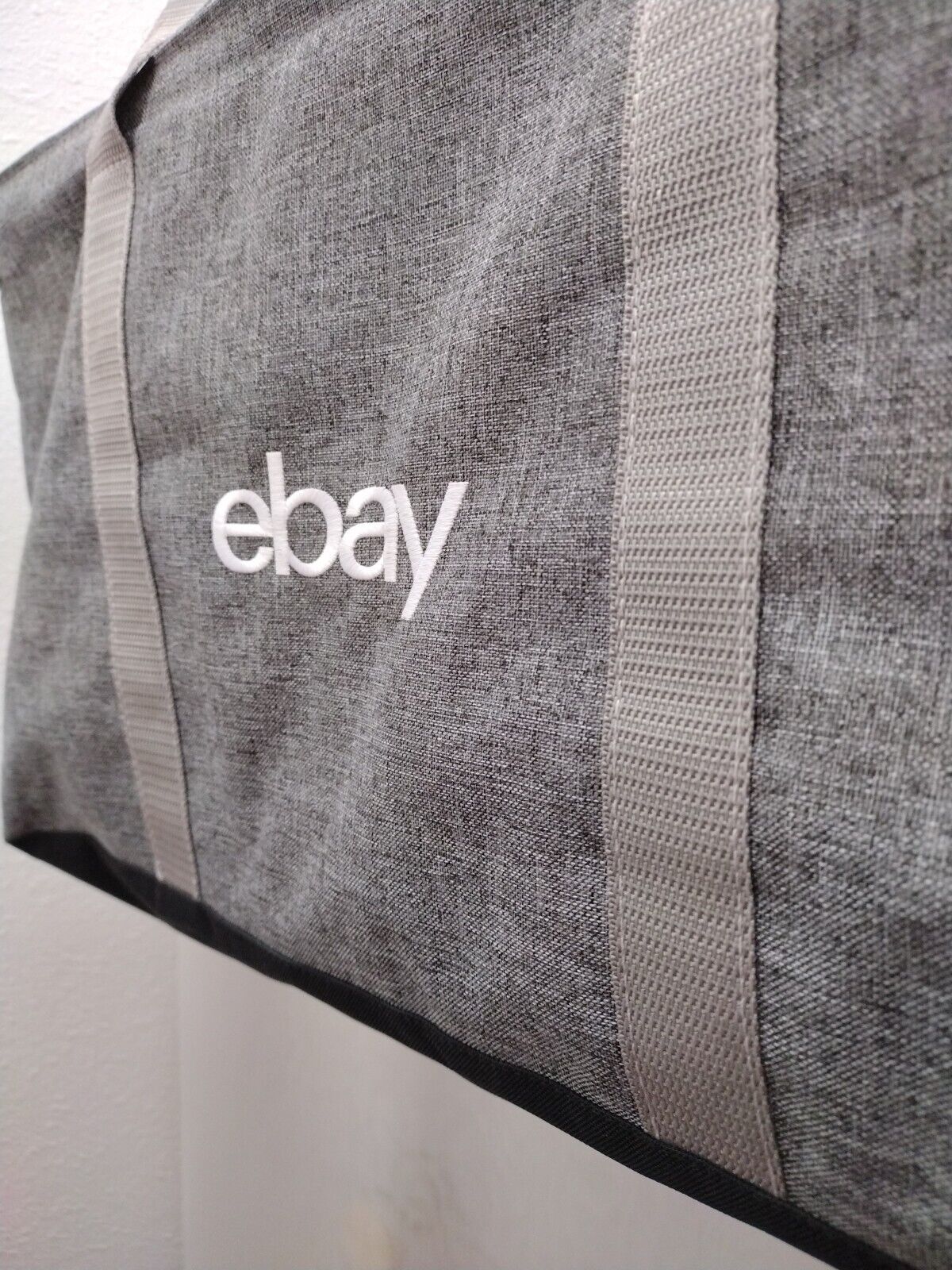 eBay Logo Reusable Open Tote Bag Large Gray Fabric Wire Frame 20x19x12" ebayana Без бренда - фотография #3
