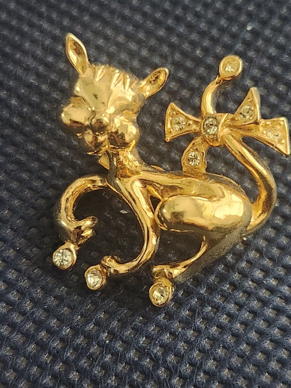 Vintage Castlecliff Gold Kitty Cat Jeweled Rhinestone Brooch PinExcellent... Без бренда