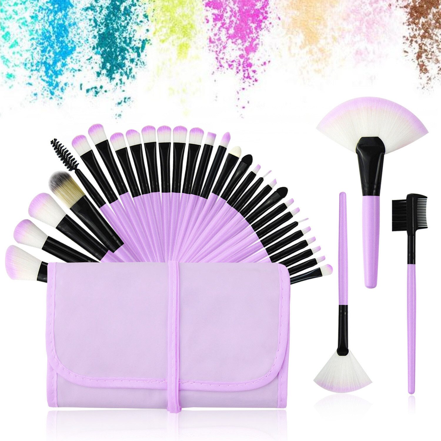 32pcs Professional Soft Cosmetic Eyebrow Shadow Makeup Brush Tool Set Kit Bag US YUWAKU Does not apply - фотография #2