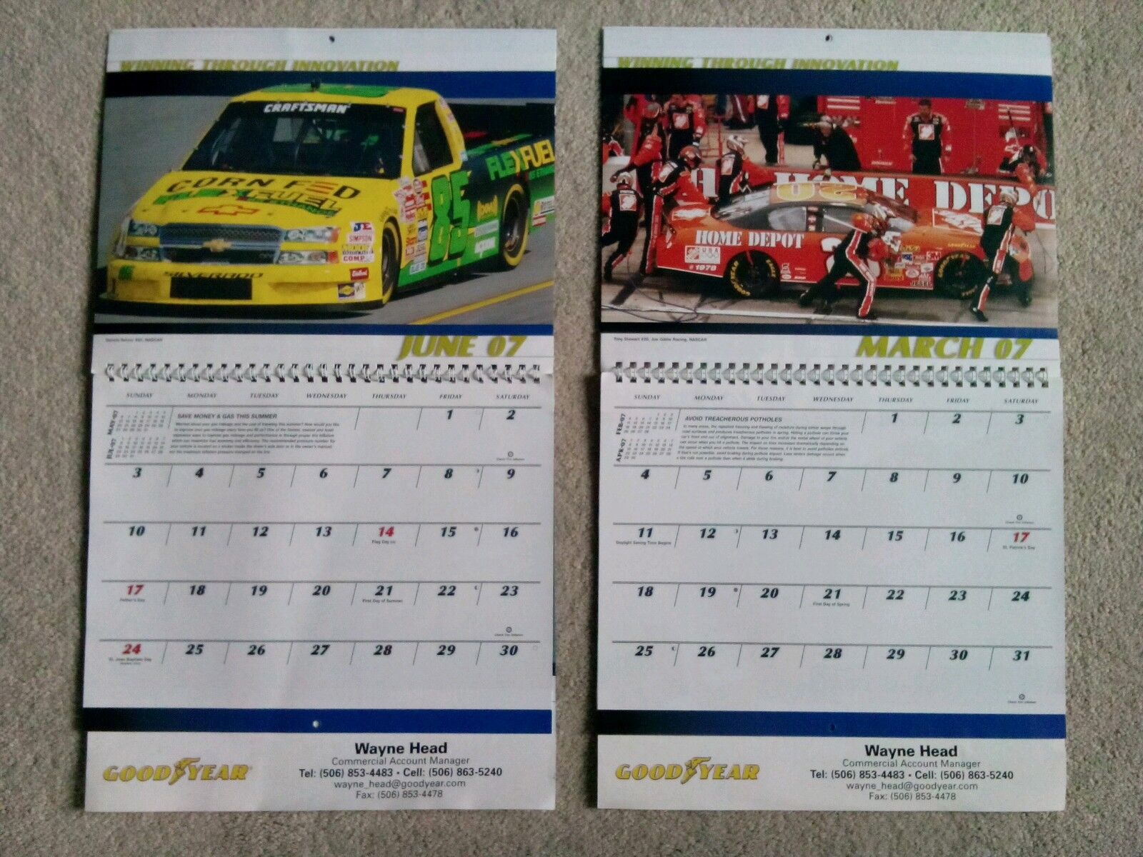 Lot of 7 Vintage Motorsports Calendars (1) 2006, (2) 2007, (4) 2008 Goodyear Goodyear - фотография #5