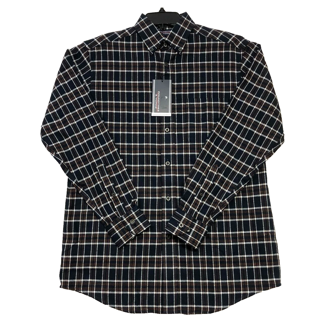ROUNDTREE&YORKE Men Plaid Portuguese Flannel Shirt Soft Cotton  Dark S NWT Roundtree & Yorke