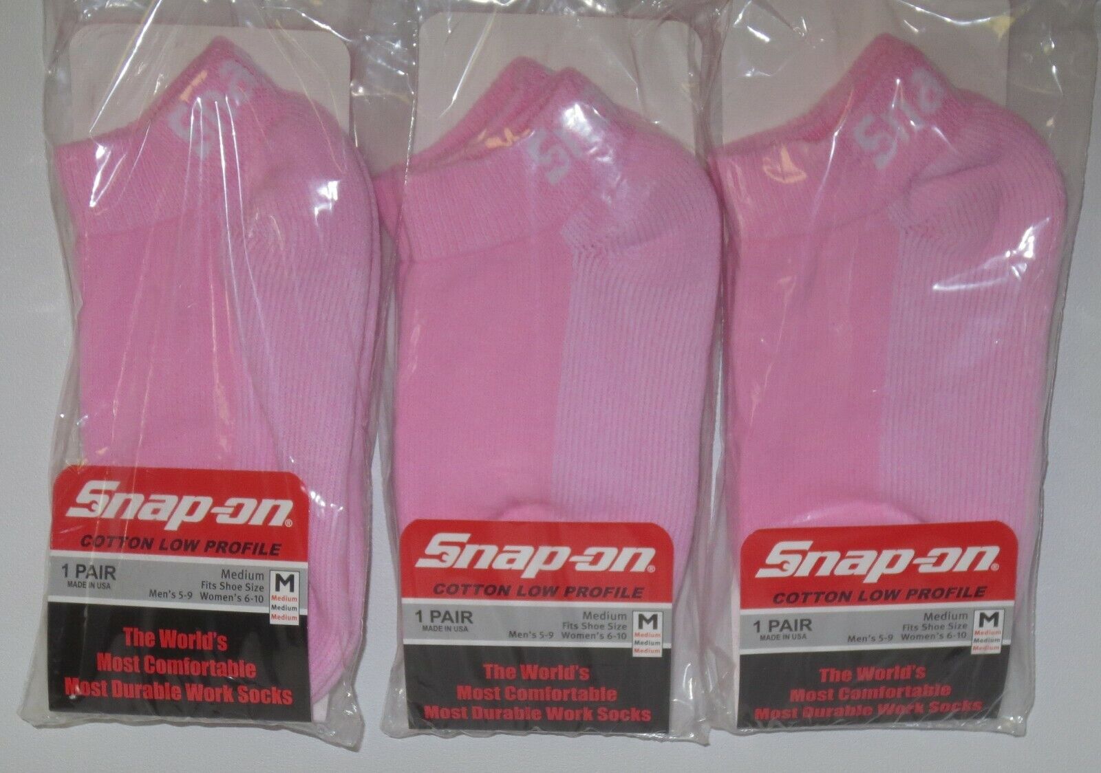 3 PAIRS Snap-On PINK Low Profile Socks MEDIUM 6-10 *FREE SHIP* MADE IN USA *NEW* Snap-on - фотография #7