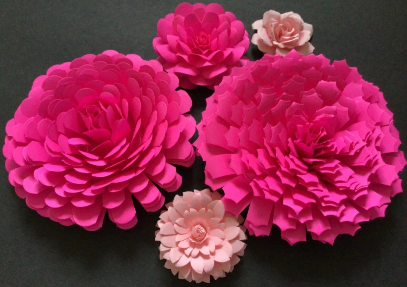 Paper Flowers 3-D Handcrafted 5 pcs Pink DIY Wedding Party Decor Craft Backdrop Unbranded Small Backdrop - фотография #2
