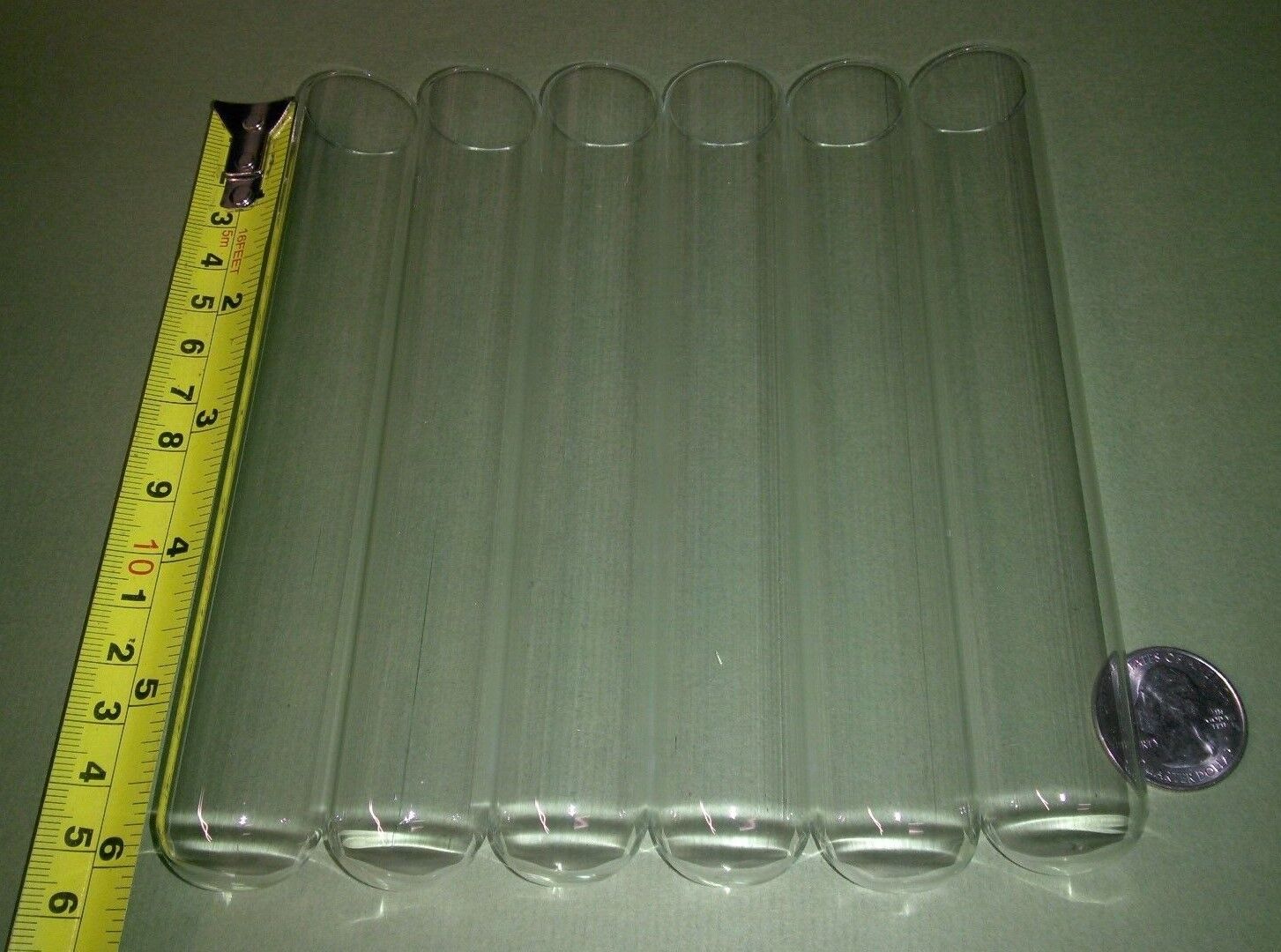 6 big NEW glass test tubes tube, Borosilicate (Pyrex equiv) large 25 x 150 Fisherbrand Does Not Apply