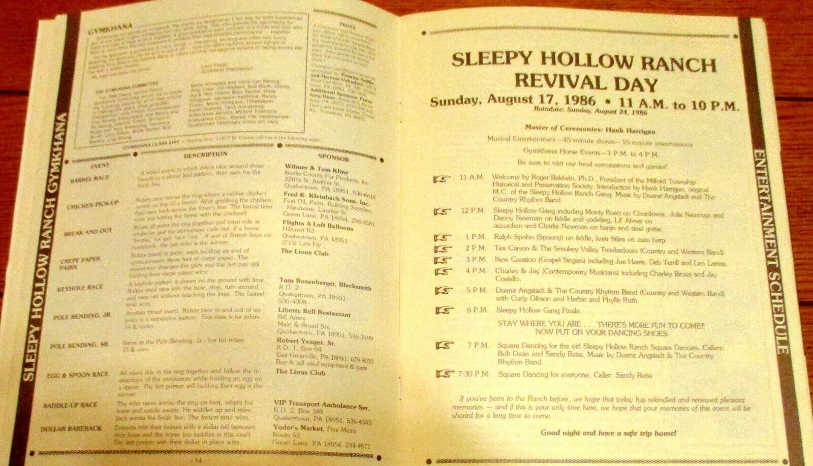 Sleepy Hollow Ranch Revival Souvenir Program  August, 17 1986  Bucks County, Pa. Без бренда - фотография #7