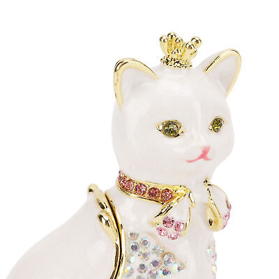 Cat Hinged Jewelry Box Sparkling Rhinestones Hand Painted Cat Decor Trinket Box Unbranded Does not apply - фотография #16