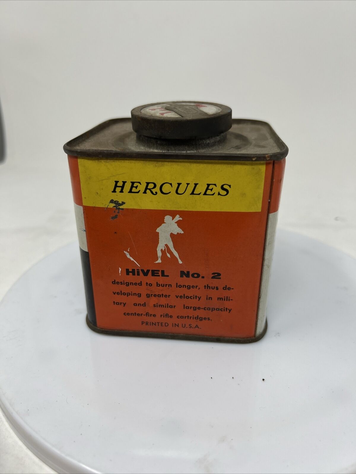 Vintage Hivel Smokeless Powder Can Military Rifle Powder No. 2 Early 1900's Hivel - фотография #2