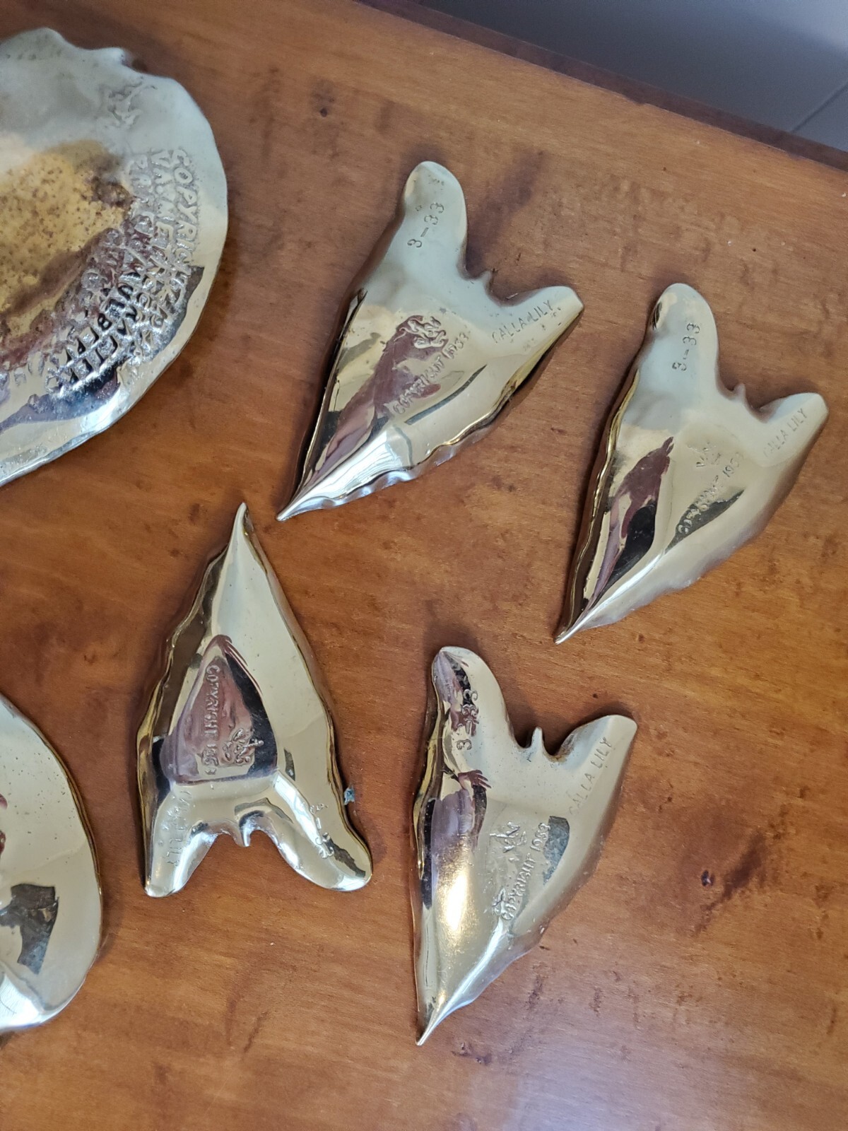 LOT of 13 Virginia Metalcrafters Leaves Trinket Dishes CW 3-27, 3-33 and 3-35 Без бренда - фотография #9