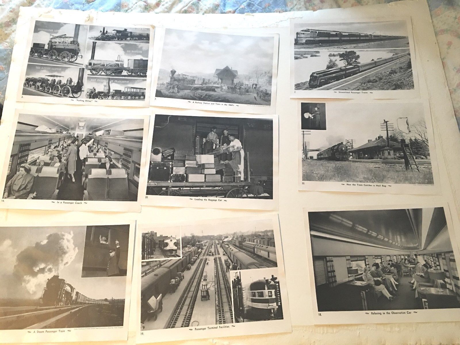 Vintage Black & White Locomotive Prints Set of 14 prints Без бренда