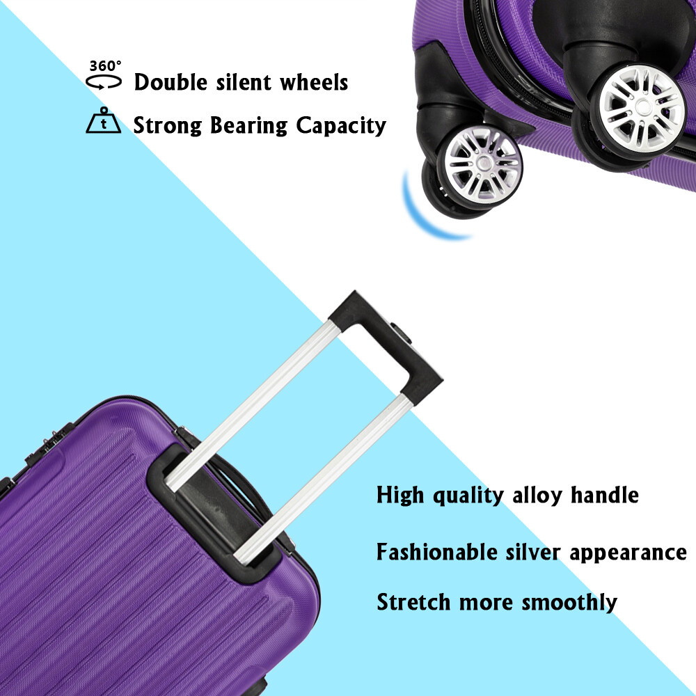 20"/24"/28" 3 pcs Luggage Travel Set Bag ABS Trolley Hard Shell Trip Suitcase US Unbranded - фотография #6