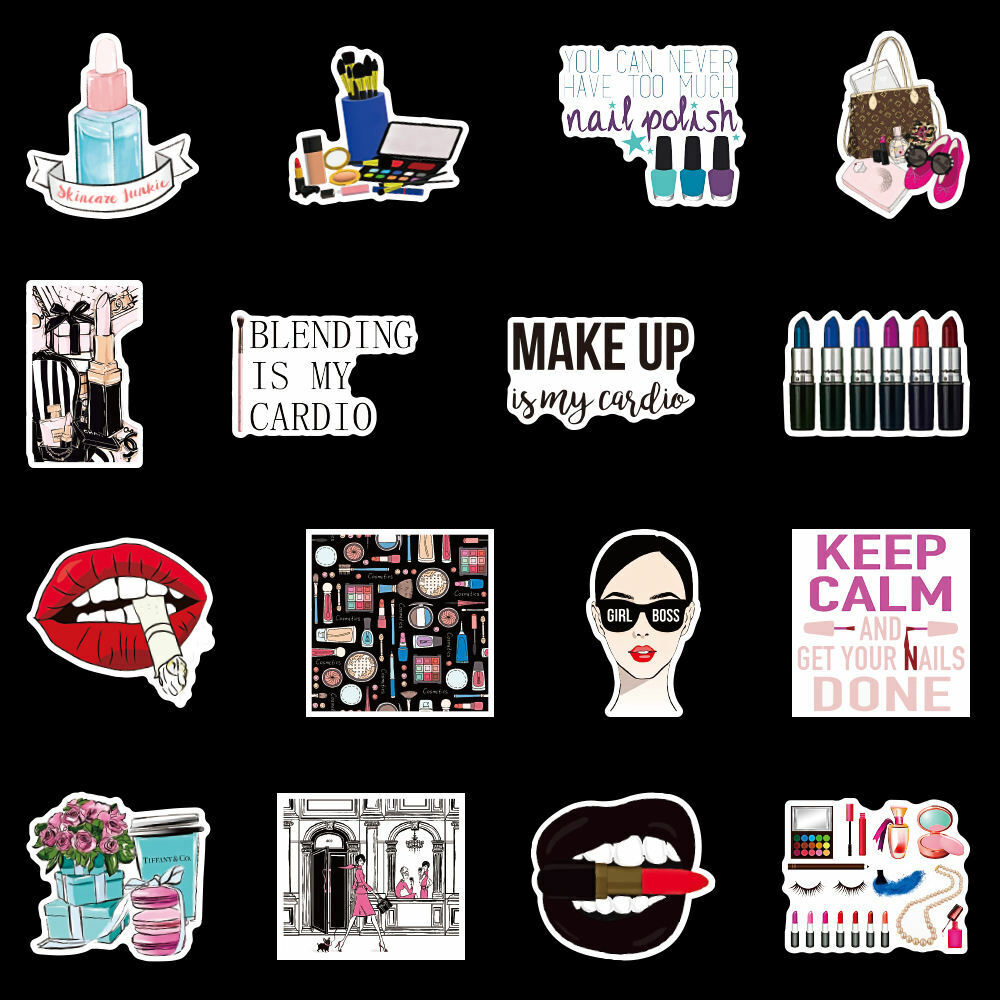 100pcs Makeup Cosmetics Stickers Cute Aesthetic Hydro Flask Laptop Girls Girlie Hyperealm - фотография #7