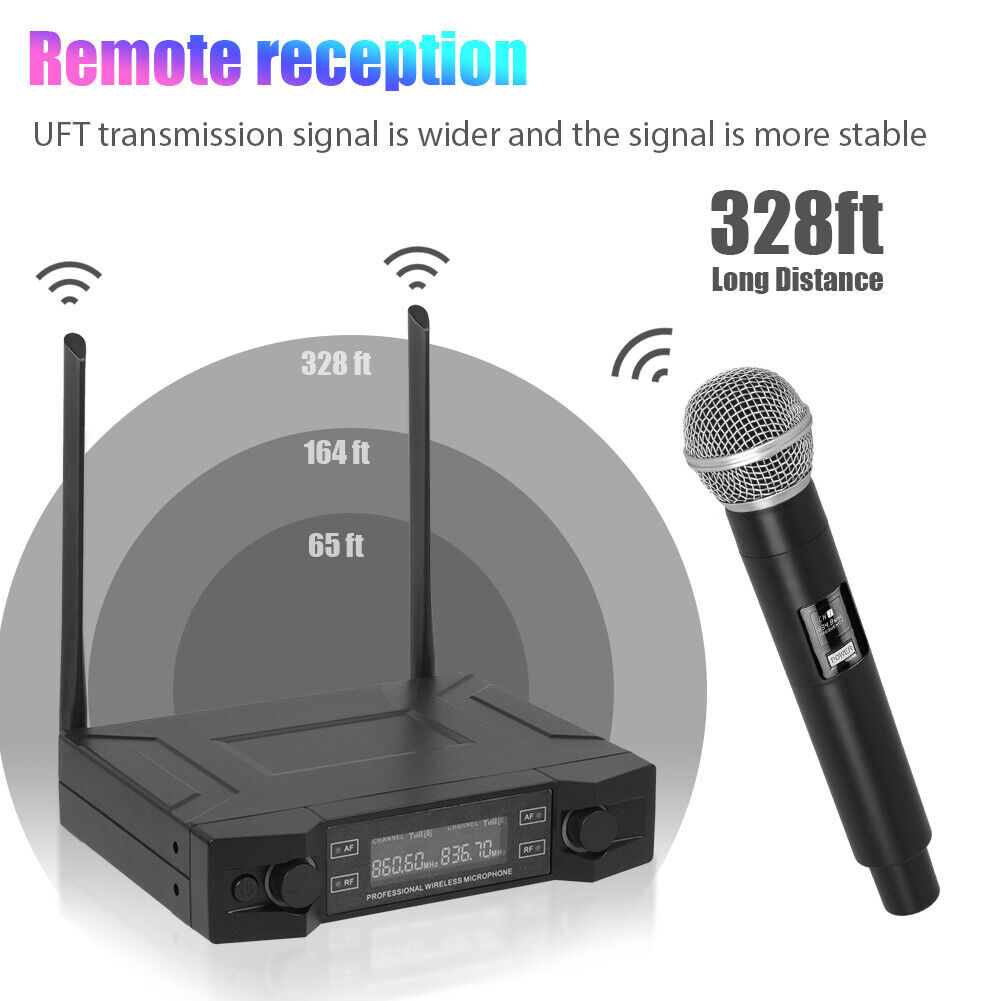 2 Channel UHF Wireless Dual Microphone Cordless Handheld Mic System Household US Unbranded / - фотография #6