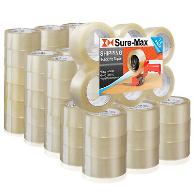 72 Rolls Carton Sealing Clear Packing Tape Box Shipping- 1.8 mil 2" x 110 Yards Sure-Max Does Not Apply