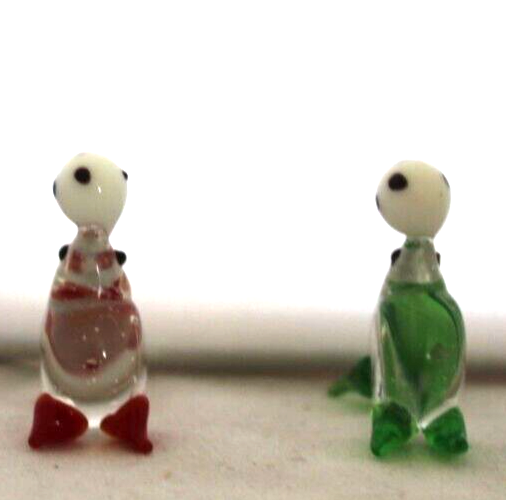 2 x Vintage, ( 1970's) Hand Made,  Art Glass Miniature Seals Unbranded - фотография #3