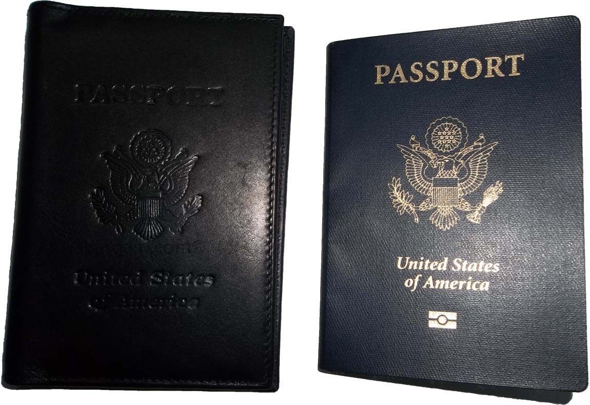  2 New USA Leather passport cover wallet credit ATM card ID case bn Unbranded - фотография #8