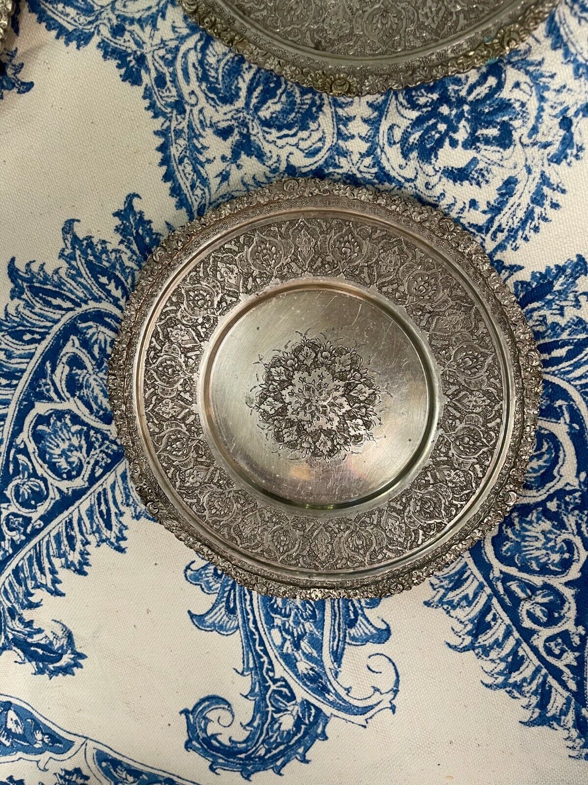 6 Plate Set AUTHENTIC Antique 84 Silver Persian Islamic middle eastern Art  Без бренда - фотография #3