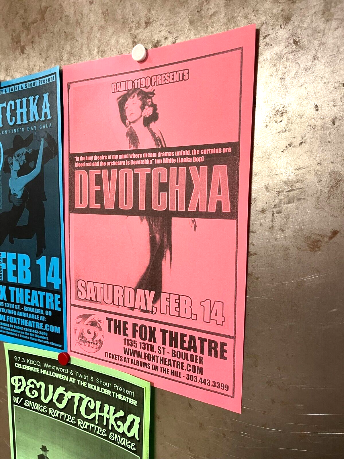 DEVOTCHKA Fox Theatre Boulder CO Lot Of 3 SHOW FLYERS Valentine's Day Halloween Без бренда - фотография #4