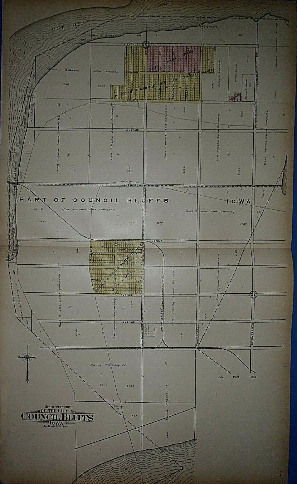 Rare Set of 7 Plat Maps ~ 1902 CITY of COUNCIL BLUFFS, IOWA ~ Original Authentic Без бренда - фотография #4