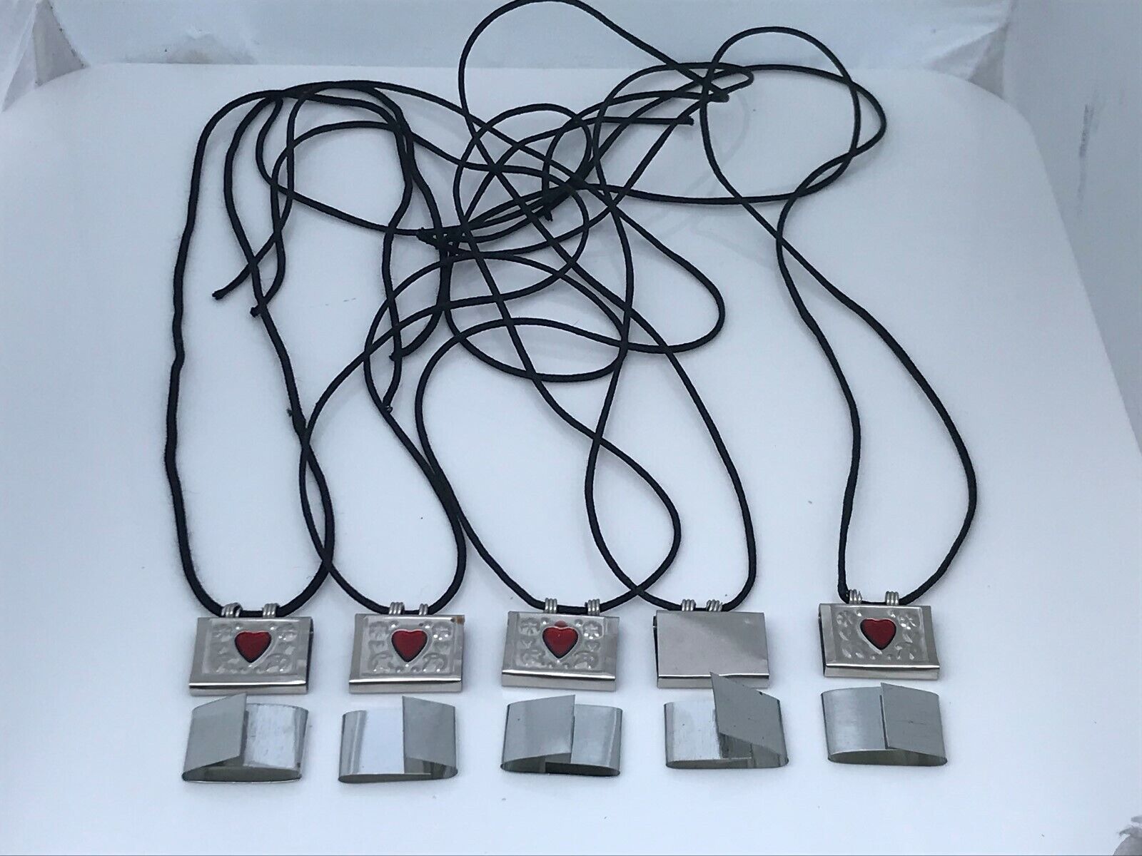 Taweez Pendant Silver Tone Red Heart Taweej Necklace Amulet Keeper Cord Lot of 5 Без бренда - фотография #12