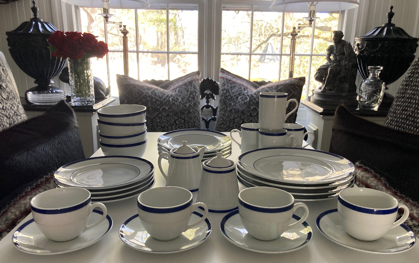 NEW 30pc SET! WILLIAMS SONOMA BRASSERIE BLUE & WHITE PORCELAIN DINNERWARE JAPAN Williams-Sonoma - фотография #2