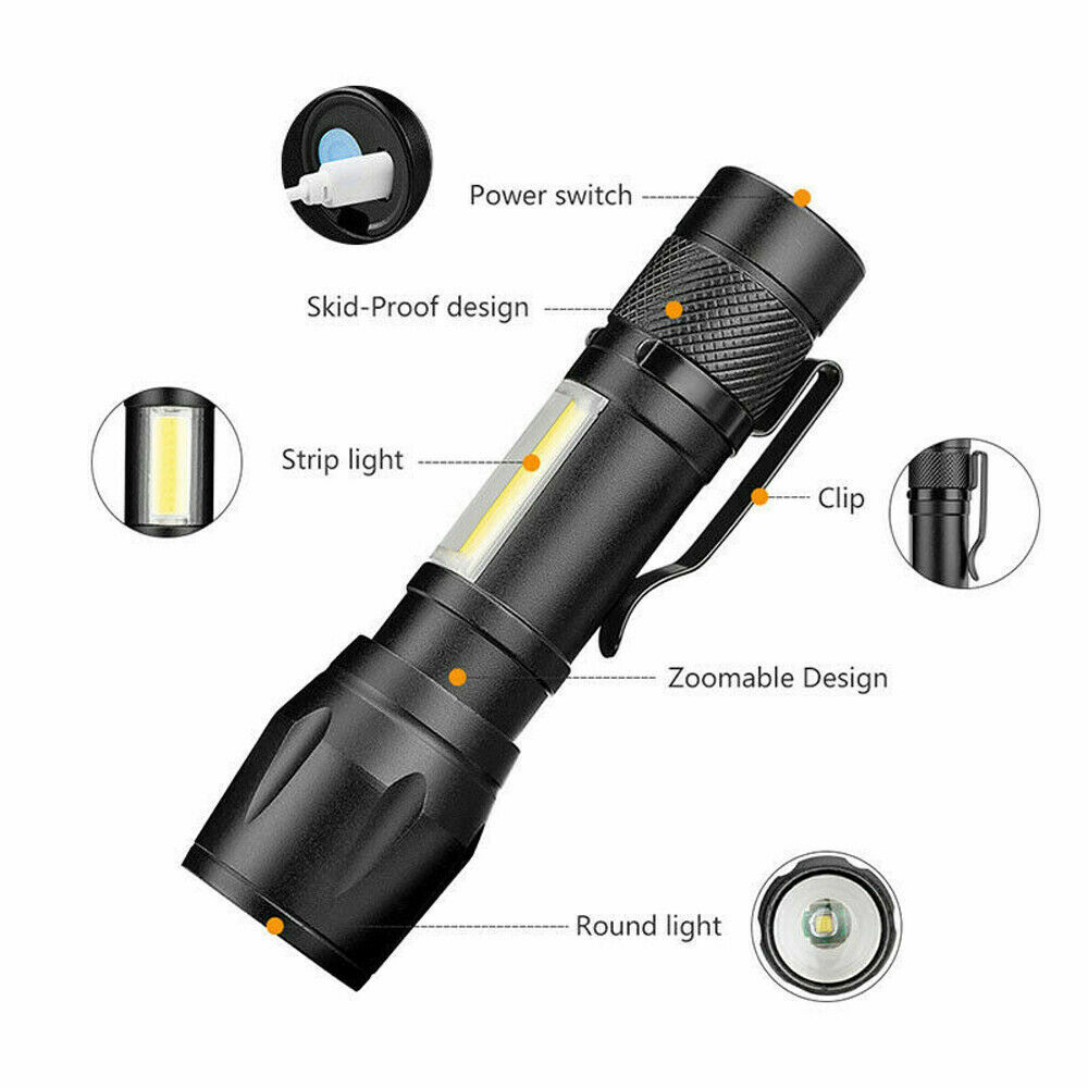 3X Super Bright LED Tactical Flashlight Mini USB Rechargeable Lamp 3 Modes Light Unbranded Does Not Apply - фотография #10