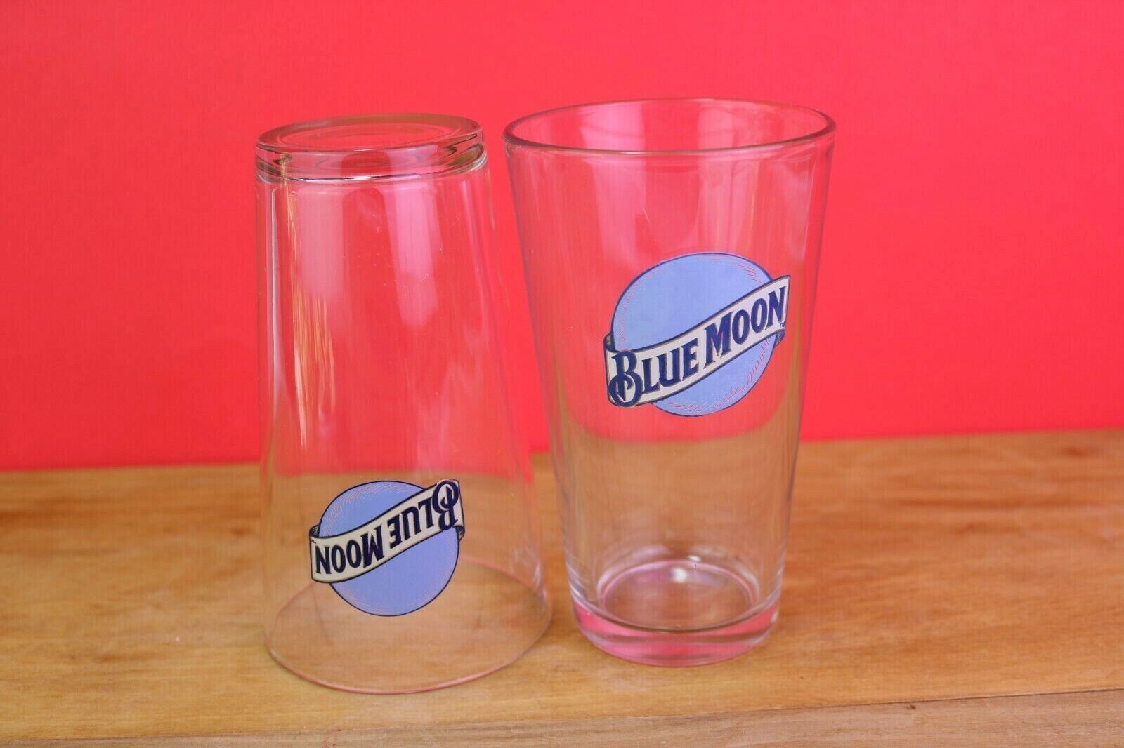 Blue Moon Beer Pint Glasses Set of 2 Barware Blue Moon - фотография #2