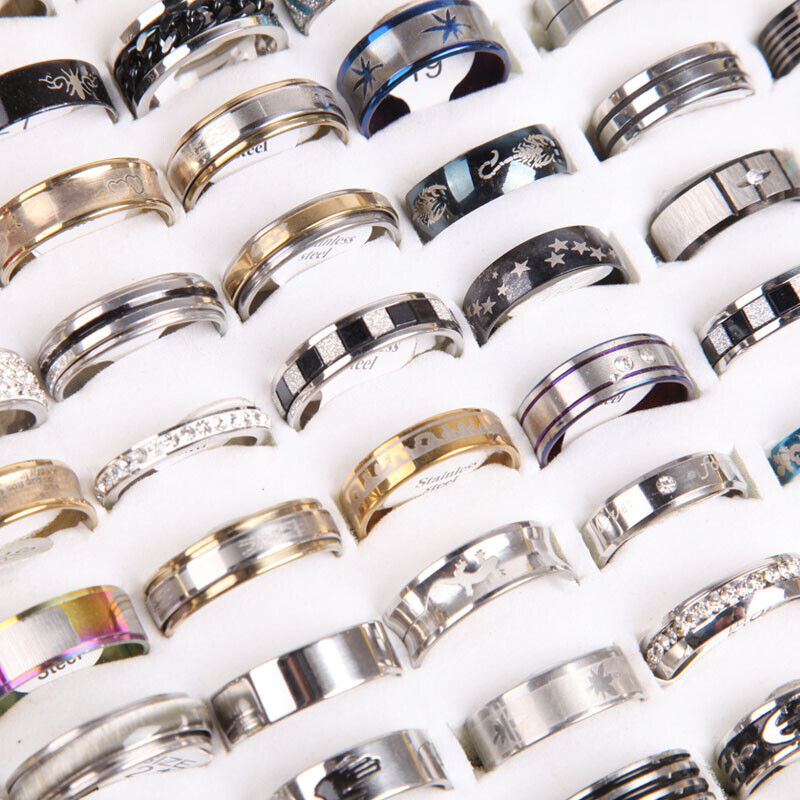 Fashion 30pcs/Lot Mix Men's Women's Stainless Steel Jewelry Party Gift Rings Unbranded - фотография #6