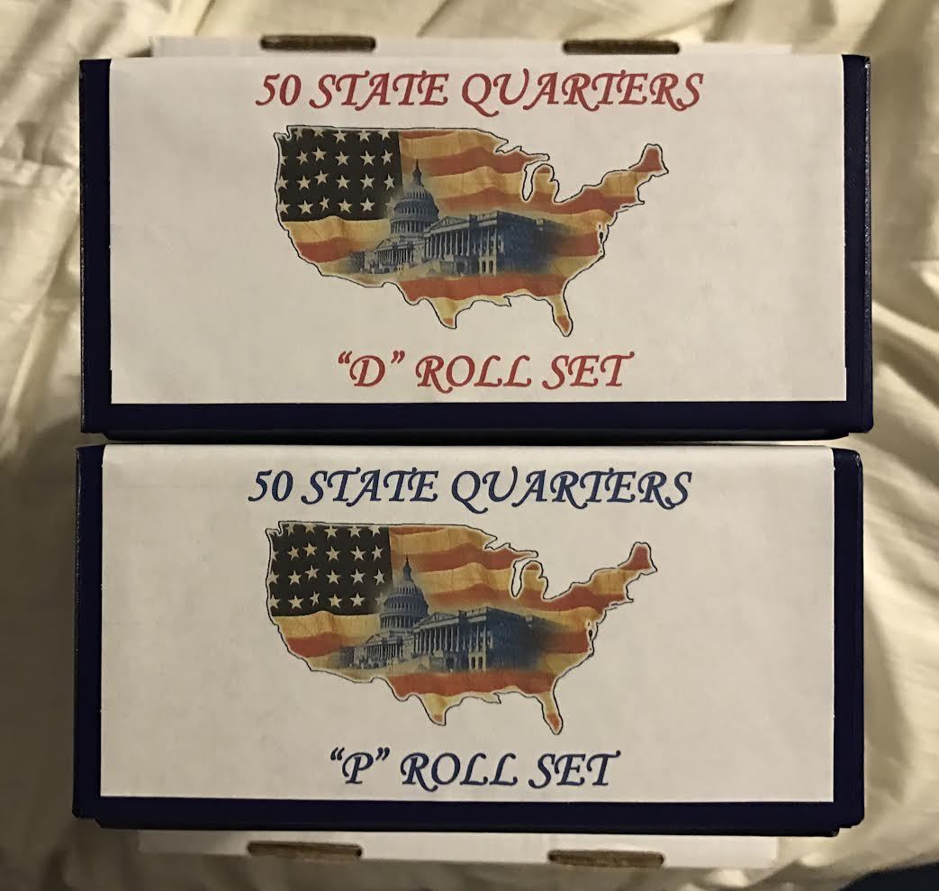 STATE QUARTER (2) STORAGE BOX SET - HOLDS 100 TUBES (P & D) BOXES & 100 TUBES Unbranded