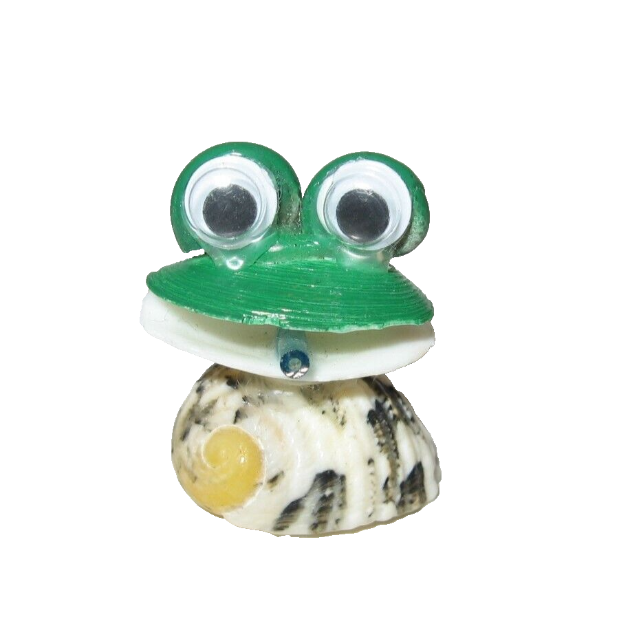 Handmade Shell Frog Googly Eyes Novelty 1" tall Philippines Без бренда