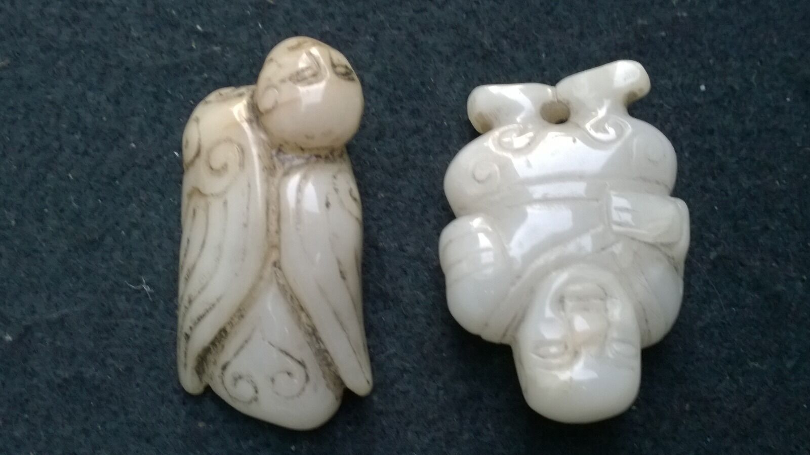 Group of Two Hardstone Quality Serpentine Amulets Bird-Man and Minister. Без бренда - фотография #2
