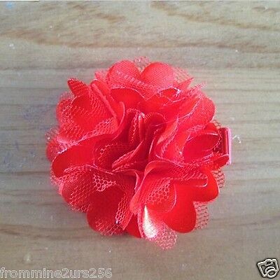 Lot of 14 Chiffon Flower Hair Clips Baby Toddler Girls Satin Chiffon Lace Clips Unbranded - фотография #4