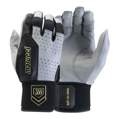 Marucci Luxe Adult Baseball/Softball Batting Gloves - Gray/Black - Large marucci MBGLUXE-GY/BK-AL