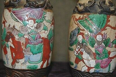 Vases Kangxi Period Style Pair of Crackled Enamel Glaze Antique circa 1890 S3380 Без бренда - фотография #3
