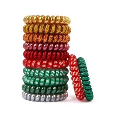  12PCS Christmas Hair Ties Spiral Hair Ties No Damage, ponytail holders  Does not apply Does Not Apply - фотография #7
