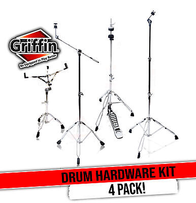 GRIFFIN Cymbal Stand Hardware Pack 4 Piece Set | Full Size Percussion Drum Mount Griffin LG-BCHS-80.b