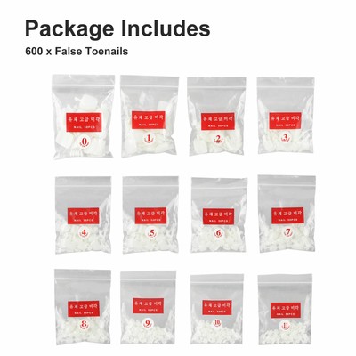 600Pcs Artificial Fake Toe Nails Tips For Nail Art Decoration Foot Manicure Tool iBrookAuction Does not apply - фотография #8