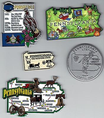 PENNSYLVANIA MAGNET ASSORTMENT 5 NEW STATE SOUVENIRS INCLUDES ARTWOOD MAP MAGNET Без бренда