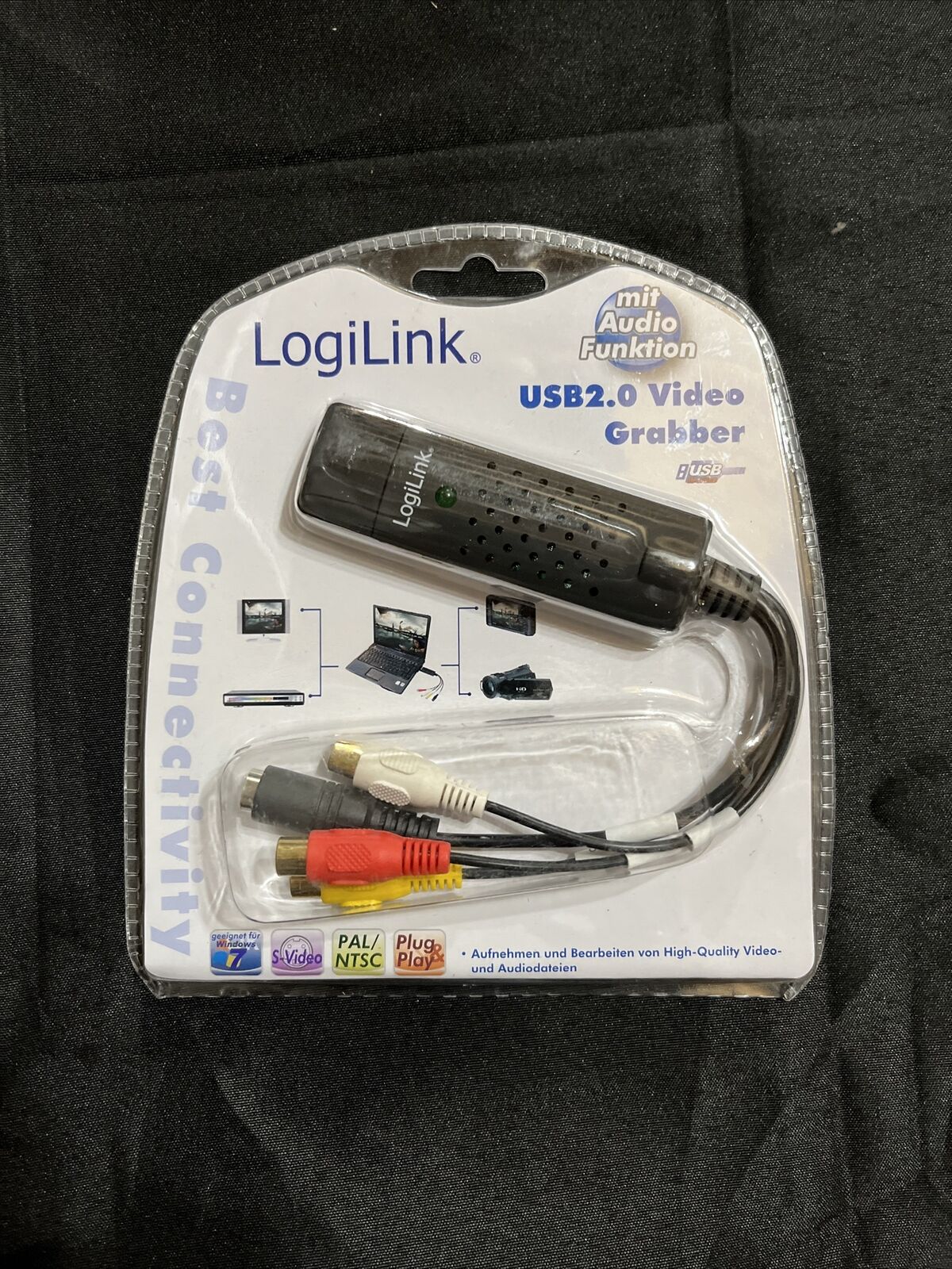 LogiLink USB 2.0 A/V Grabber USB A/M 3xCinch miniDIN5/F Video Audio VHs NEU OVP LogiLink
