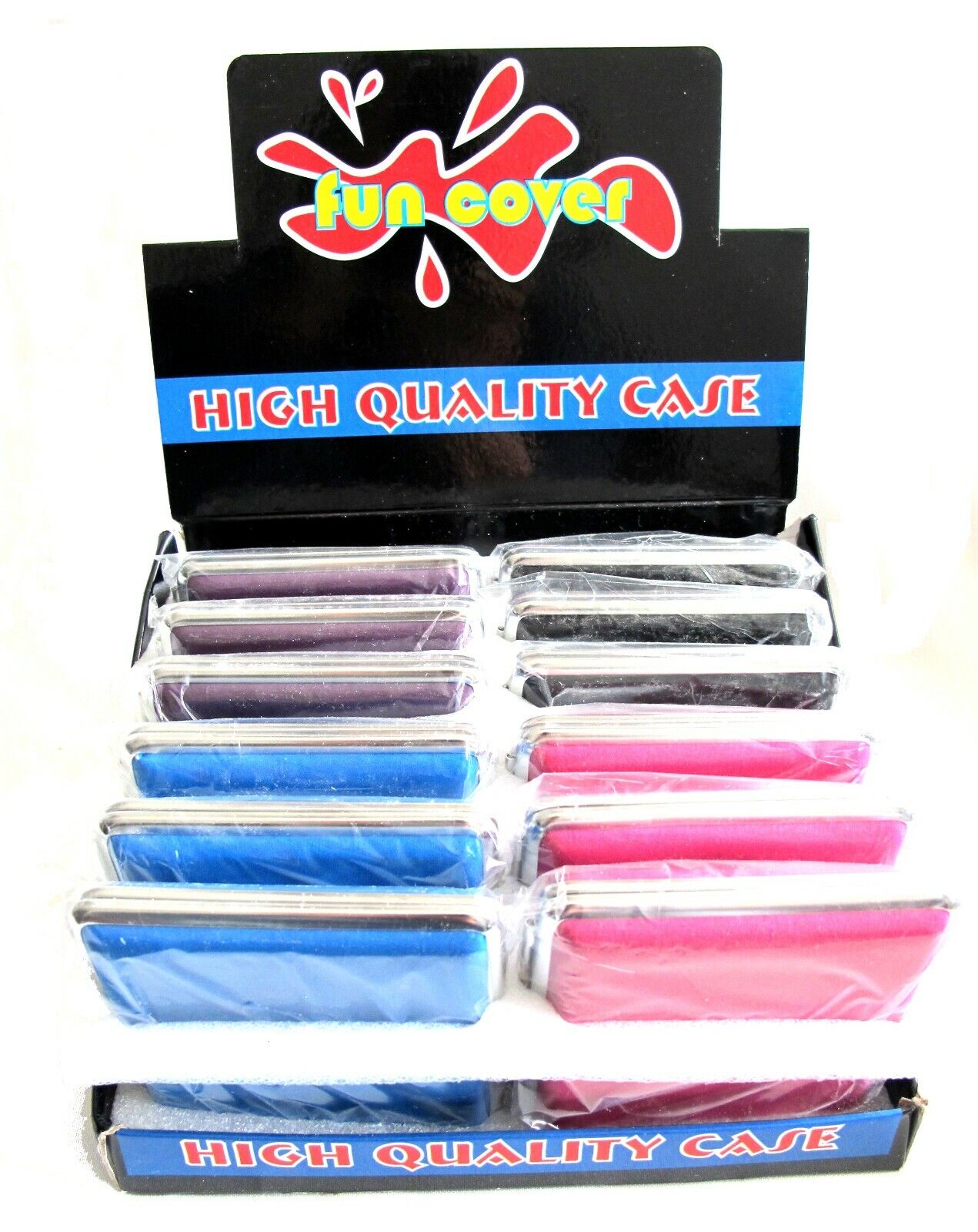 12pc Set Stainless Steel Cigarette Case Hold 20 Regular Mix Blk Blue Purple Pink Без бренда - фотография #2
