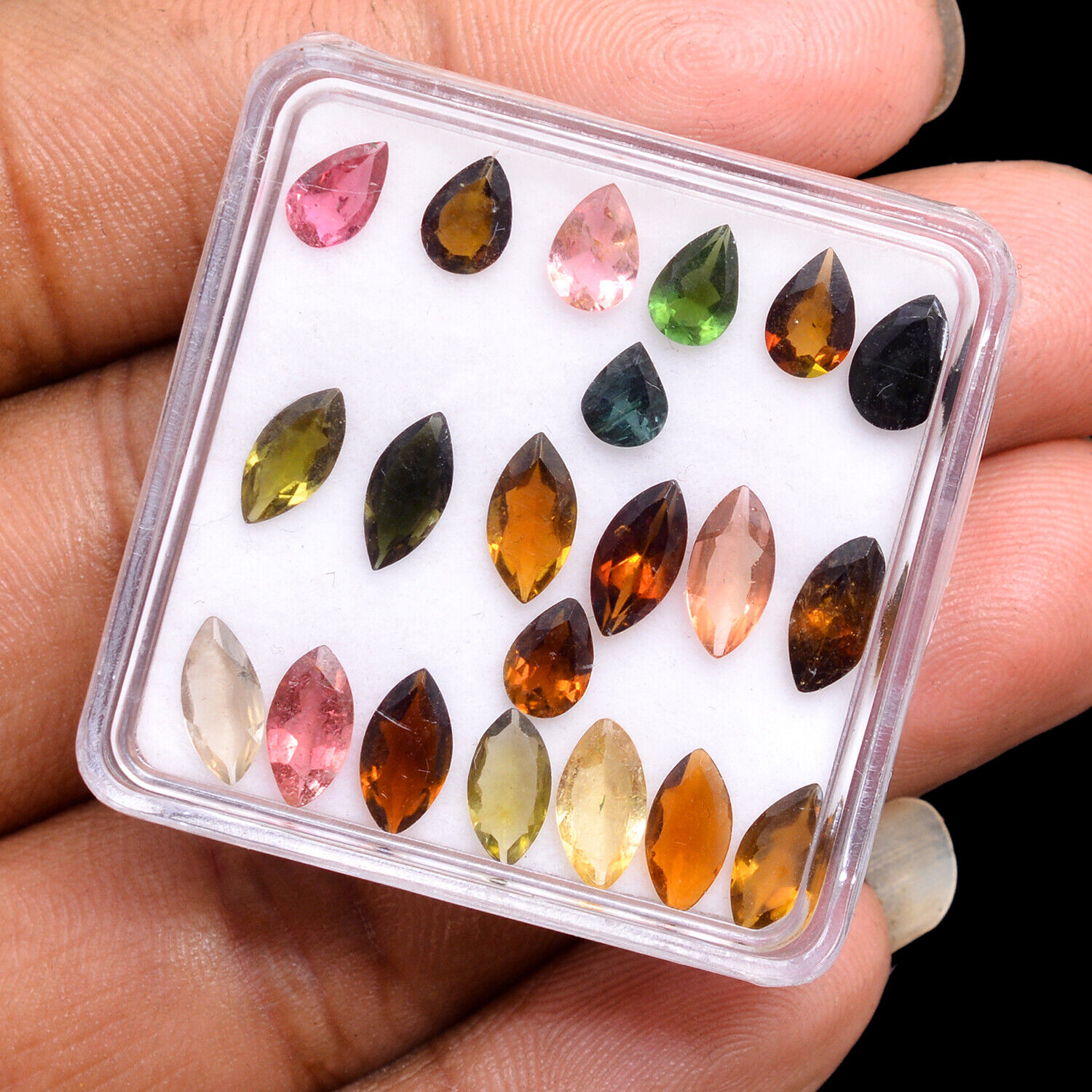 21 Pcs Natural Tourmaline Multi-Color Sparkling Faceted Cut Gemstones 5mm-8mm USHAQGEMS