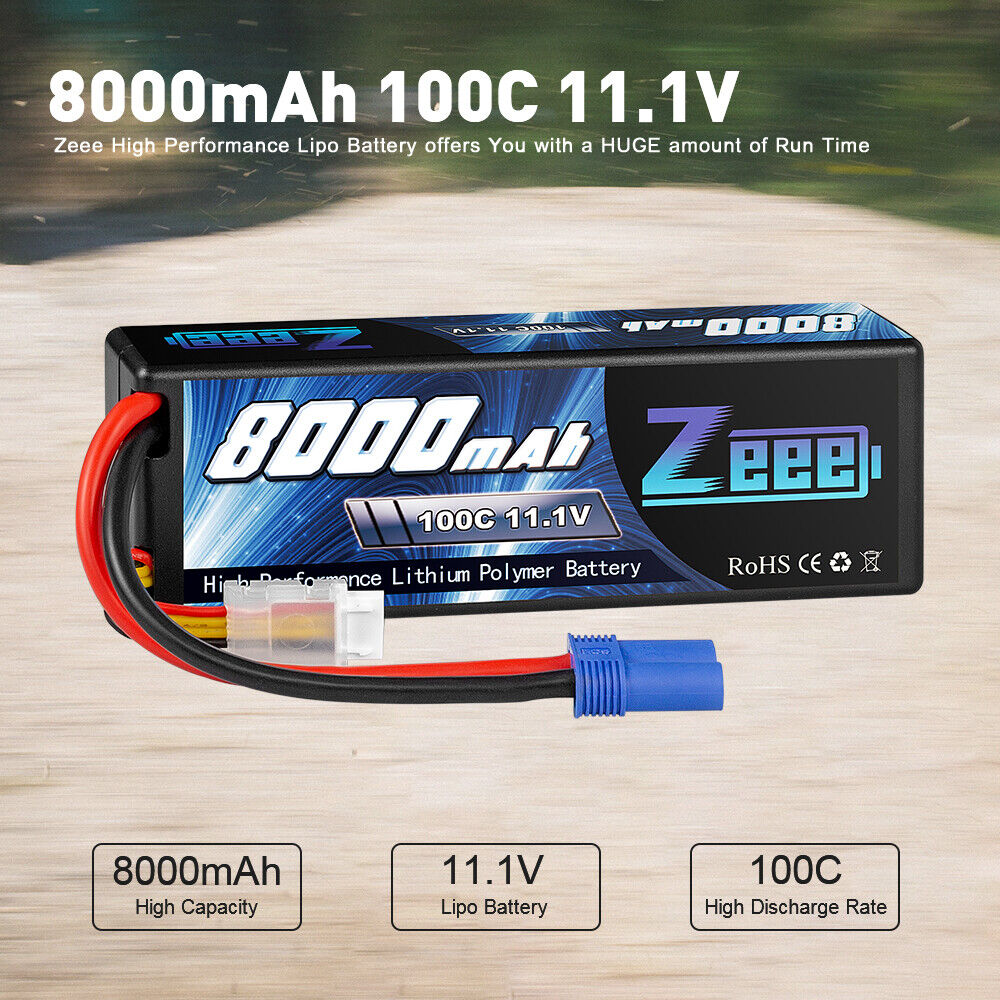 2PCS Zeee 8000mAh 11.1V 100C EC5 Hardcase 3S LiPo Battery for RC Arrma Car Truck ZEEE Does Not Apply - фотография #3