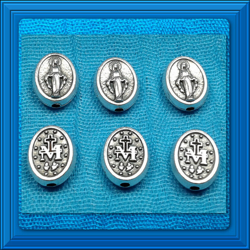 Rosary Parts Our Father Beads 6Pcs Lot 7x9mm OVAL MIRACULOUS MEDAL ITALIAN Sale Без бренда