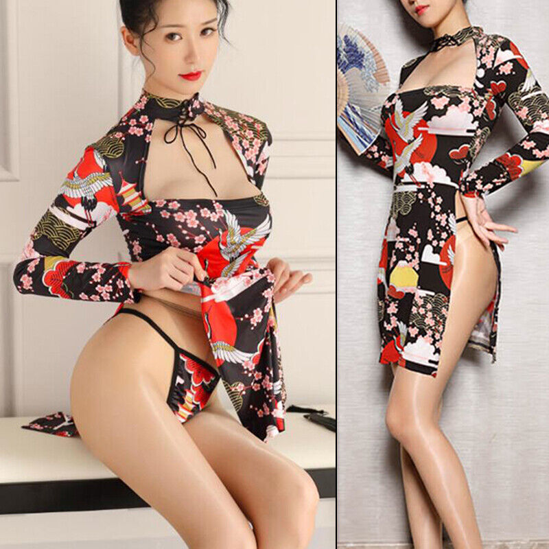 Sexy Kimono Bodycon Dress Low Cut Open Chest Cheongsam Qipao High Split Clubwear Unbranded Does Not Apply - фотография #2
